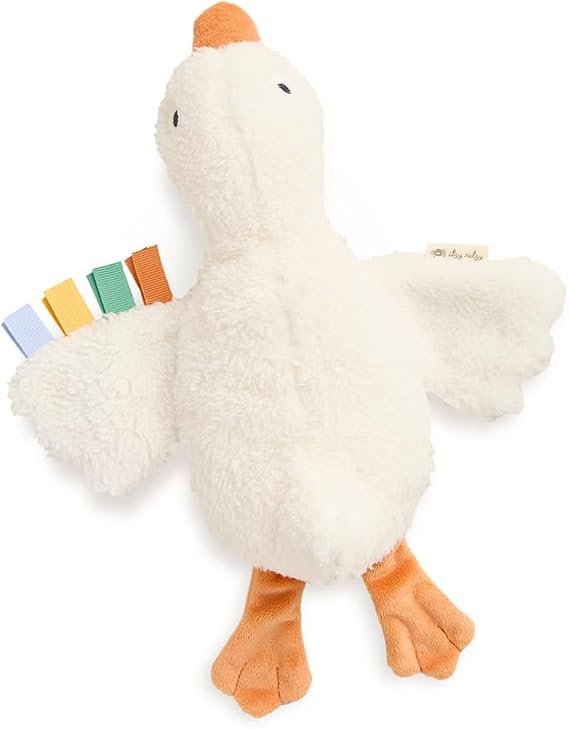 Itzy Ritzy Huggable Lovey, Plush Comfort Toy with Sensory Ribbons (Goose)