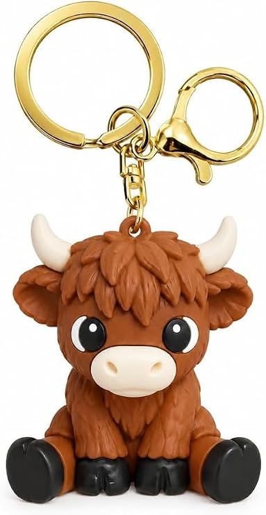 Highland Cow Keychain Funny Bag Charm Party Favors Cute Animal Keychains
