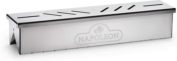 Napoleon Stainless Steel Smoker Box 67013 Add Smoky Flavor to BBQ, Easily Turn Gas Grill Into Smoker, Add Wood Chips or Chunks to Smoke Food on Barbecue 16.25 x 2.54 x 3.5