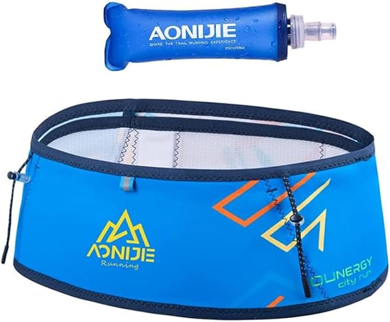 Running Belt Bounce Free Fashion Workout Jogging Travelling Wasit Belt for Climbing Cycling Marathon (blue+250ml,S/M)