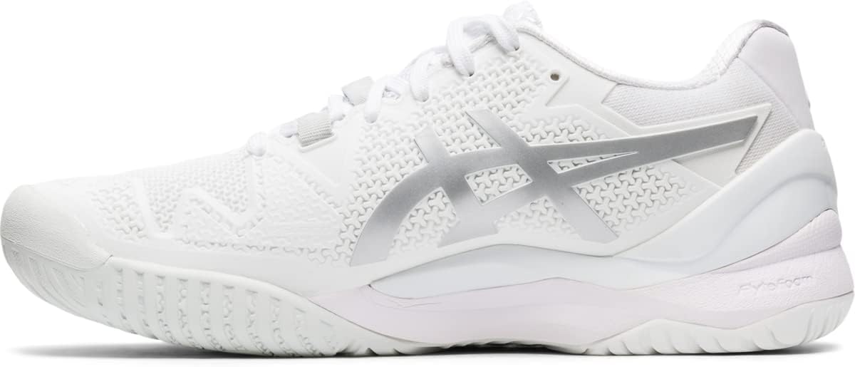 ASICS Women's Gel-Resolution 8 Tennis Shoe US 7 Color White, White/Pure Silver