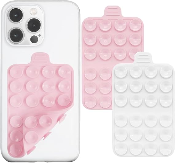 Silicone Suction Phone Case Mount(White & Pink), IASC01-WP