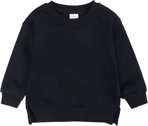 Toddler Boys Girls Solid Pullovers Sweatshirt Long Sleeve T-Shirt Kids Cotton Crewneck Thin Tops Blouse (Black, 3-4 Years)