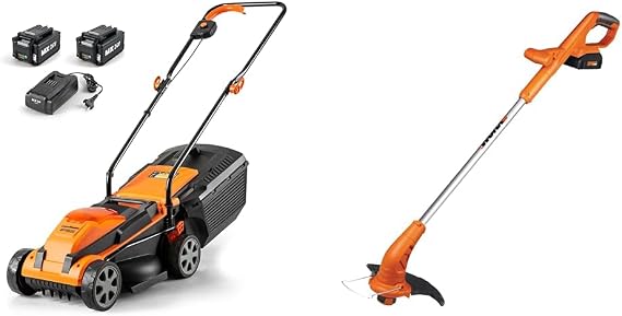 LawnMaster 13" 24V Cordless Lawn Mower Bundle with Worx 20V 10"-12" String Trimmer Cordless & Edger Weed Trimmer