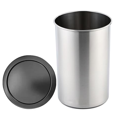 Stainless Steel Swing Trash Can Lid, Stylish Round Recessed Garbage Chute, Hidden Countertop Waste Basket for Kitchen Restroom Office Hotel,Black