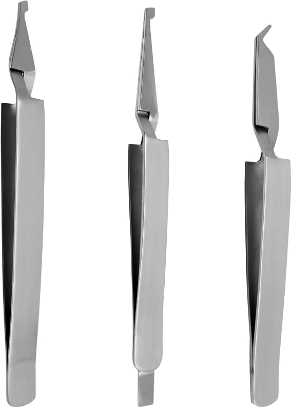 Orthodontic Bracket Removing Placing Self Holding Pliers, Forceps Tweezers 5" Medium Point Stainless Steel (3 pcs set)