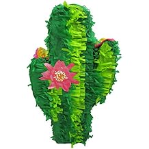 Cactus Pinata for Mexican Fiesta - 18 in x 10 in x 5 in Party Game, Decoration, Table Centerpiece and Photo Prop with Hanger and Fill Door for Cinco de Mayo or Southwest Birthday Theme