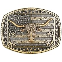 HUABOLA CALYN Long Horn Bull Belt Buckles for Men Women American Flag Texas Star Belt Buckles