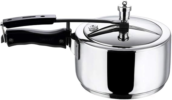 Vinod Pressure Cooker Stainless Steel Inner Lid - 2 Liter Sandwich Bottom Indian Pressure Cooker Induction Friendly Cooker Best Used For Indian Cooking, Soups, and Rice Recipes, Quinoa