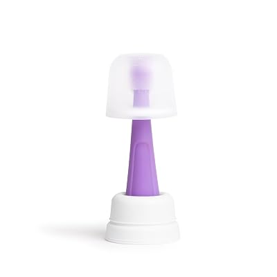 Ubbi 360° Baby Training Toothbrush with Safety Shield and Cover, Food-Grade Platinum Silicone, Gentle Cleaning for Infants, Smoothie Purple