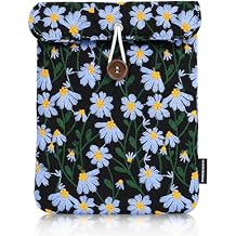 Dadanism 6-7 Inch Embroidered Daisy Floral Padded Sleeve for 7" All-New Kindle Paperwhite/Colorsoft Signature Edition, Protective Sleeve Carrying Case for 6" Kindle E-Reader/Oasis/Kobo E-Reader, Black