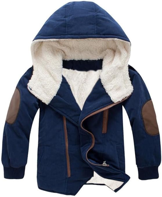 Mallimoda Boys Thick Cotton-Padded Parka Jacket Hooded Fleece Coat