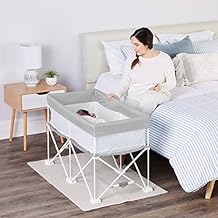 Regalo My Crib Portable Baby Bassinet, Foldable Travel Bassinet with Padded Insert & Carry Bag, Lightweight Infant Bed Sleeper with Mesh Sides, Compact Baby Crib for Newborn up to 18 lbs, Gray