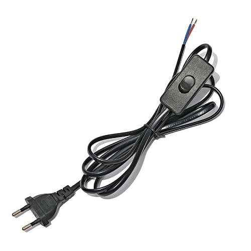 Fişli & Anahtarlı Arapuarlı Hazır Kablo | 2 Metre Siyah Uzatma Kablosu | 0,50 mm² Kesit | Aplik, Abajur, Masa Lambası, LED Trafosu ve Tuz Lambası İçin