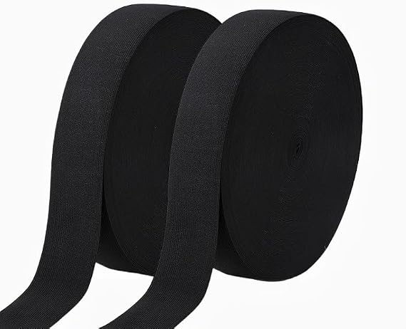 Elastic Band for Sewing, 2 Pack 1.2 Inch Elastic for Sewing Elastic Straps Wig Band Edge Band Knit Spool Sewing Band for Waistbands Pants Clothes & Lace Front Wigs((40 Yard Black)
