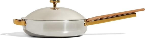 Our Place Titanium Always Pan Pro - 27cm 2.65L Non-Coated Non-Stick Skillet | Triple Layer Titanium & Stainless Steel | Safe for Oven/Induction & All Countertops up to 535°C | Includes Spatula |