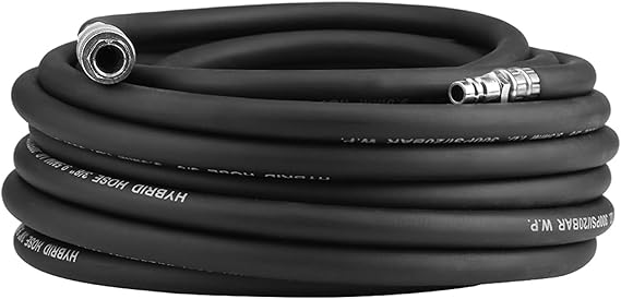 AYNEFY 15M Heavy Duty Rubber Air Hose, Maximum Burst Pressure 900 PSI Flexible Pneumatic Hose with Fitting, for Compressor Tire Inflation