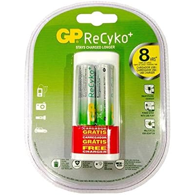 GP Batteries, Recyko AA Rechargeable Battery, 2Pcs, USB Portable Charger, White