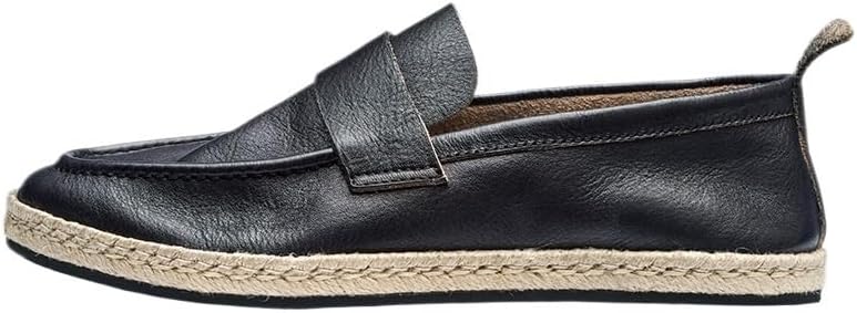 Men's Leathe Loafers Slip-On Shoes with Non-Slip Sole Flat Boat Shoes for Driving Walking Wedding Outdoor Indoor Size