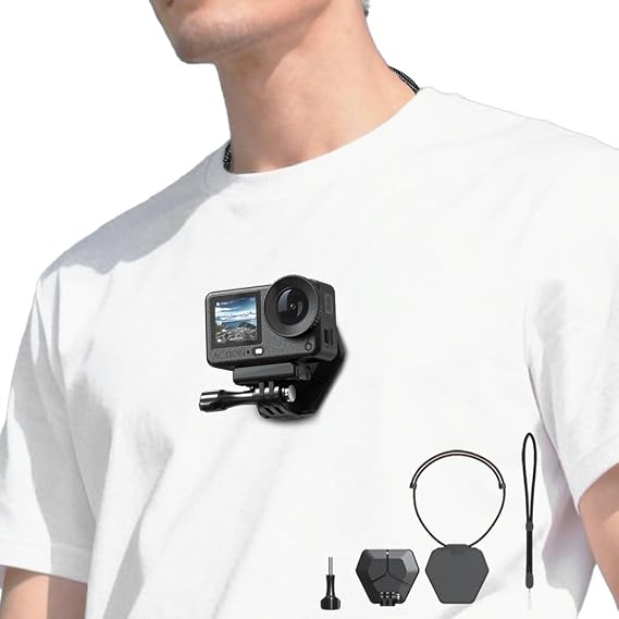 Magnetic Chest Mount for Action Camera with Neck Strap,360 POV Invisible Selfie Necklace Lanyard Mount Compatible with GoPro Hero 13 12 11 10 9, Insta360, DJI Action 6/5 Pro/4/3