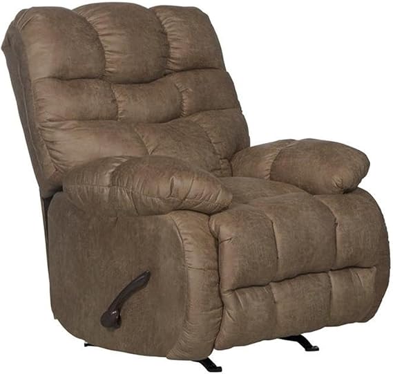 Lowry Chaise Rocker Recliner with Pillow Top Arms in Brown Polyester Fabric