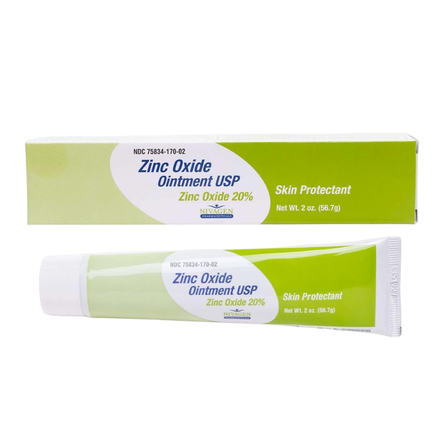 Zinc Oxide Ointment USP 20% | For Diaper Rash, Chafed Skin, Protects From Wetness, Relief From Poison Ivy, Poison Oak, Poison Sumac | 2oz Tube Of Zinc Oxide