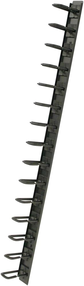 NavePoint 1 Channel Tool-Less Plastic Vertical Ringed Cable Manager 34 Inch with Mount Buttons