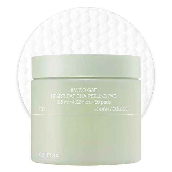 celimax Ji.Woo.Gae Heartleaf BHA Peeling Pad, 60 Pads | Pore Care, Exfoliating Double-Side Toner Pads, Hydrating Facial Peels, Tea Tree, For Acne Prone & Breakouts, Korean Skin Care
