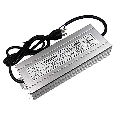 LED Power Supply 250W High-powerTransformer Waterproof IP67 12V DC Driver Adapter for Outdoor Use