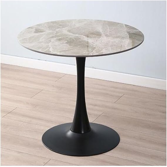 Marble Bistro Dining Table 70cm Round with Metal Base Modern 4 Seater Kitchen & Dining Room Table for Stylish Home Décor