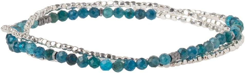 Scout Curated Wears - Womens Delicate Stone Wrap Bracelet & Necklace - ApatiteSilver - Stone of Inspiration