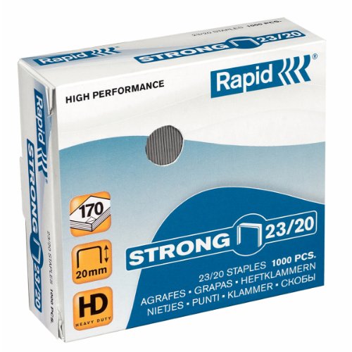 Rapid 2320mm Strong Staples, for Stapling 140-170 Sheets, Use with Heavy Duty Staplers, Galvanised Wire, Box of 1000, 24870400