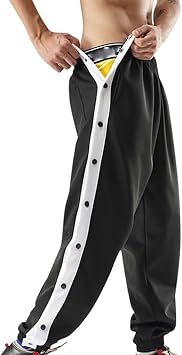 Men Jogger Pants Fashion Contrast Color Sides Buttons Stretch Workout Long Trousers Male Casual Sports Sweatpants Streetwear,Black White,XL
