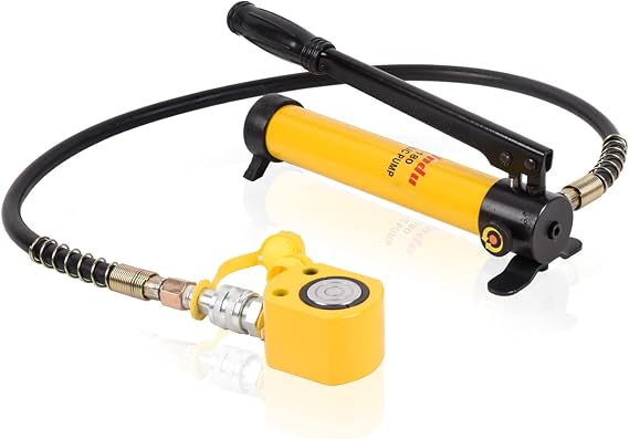 10T Low Profile Hydraulic Cylinder Ram Jack Kit FPY-10 0.43" Stroke + CP-180 400cc Manual Hydraulic Hand Pump Hydraulic Porta Power Kit