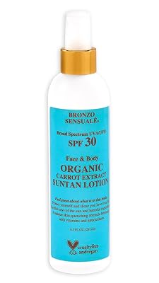 SPF 30 Sunscreen Deep Golden Tanning Organic Carrot Lotions 8.5 Ounces