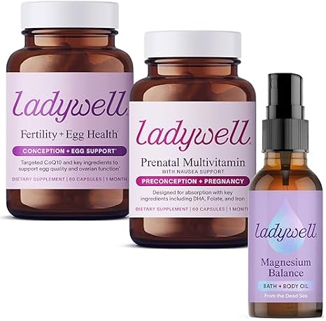 Ladywell Fertility + Egg + Prenatal Multivitamin & Topical Magnesium Oil Spray for Women