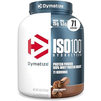 Dymatize ISO100 Whey Protein Powder Isolate, Gourmet Chocolate, 25g of Protein, 5 Pound, 5.5g BCAAs, Less Than 120 Cal., Gluten Free, 1g Fat, 1g Sugar, 2g Carb 71 Servings
