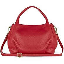 Italian Calfskin Top-Handle Bag for Women with Zipper & Detachable Strap | Small Shoulder Handbag Crossbody Purse