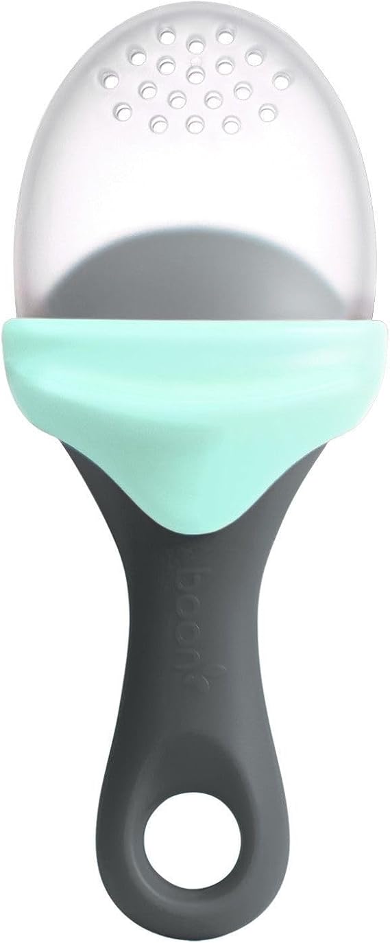 Boon Cellulose Silicone Baby Fruit Feeder - Soft Silicone Baby Feeding - Fruit and Vegetable Baby Led Weaning Supplies - Baby Feeding Basics - Green/Mint - 1 Piece