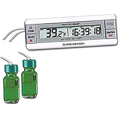 Digi-Sense AO-94460-62 Calibrated Two-Channel Digital Thermometer, 2 Bottle Probes