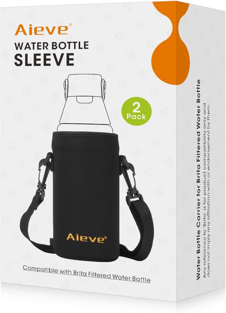 AIEVE Neoprene Water Bottle Holder, 2 Pack Insulated Water Bottle Sleeve Bag Fit for Brita Water Bottle 20oz - 36oz