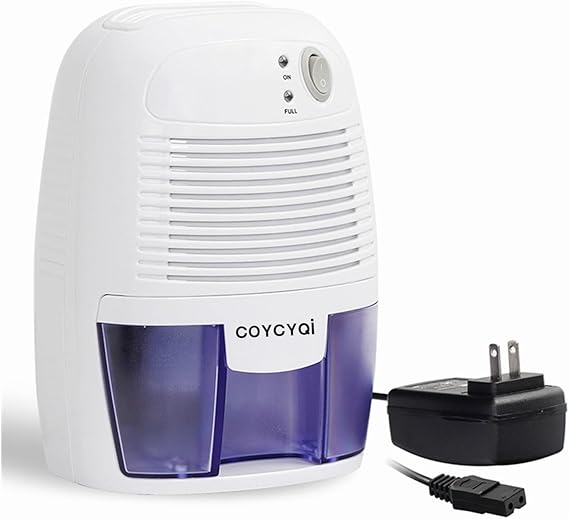 Small Dehumidifier,12V3A adapter,1200 Cubic Feet (215 sq ft) Portable Mini Dehumidifier Quiet Use for High Humidity in Home, Bathroom, Bedroom, Office, Basements, Wardrobe Closet,RV