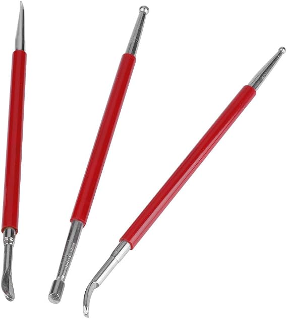 Stylus for Embossing Modeling Spoon Stylus Leather 1662 3Pcs Handmade Leather Plastic and Rubber Printing Press Wipers Rub Tool Set