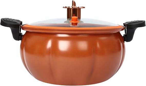 Micro Pressure Cooker 8l Large Capacity Pumpkin Micro Pressure Pot with See Through Lid Universal Stew Pot with Twist Lock Handles for Gas Cooking Stoves (Orange)