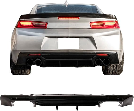 Fit 2016-2024 Chevy Camaro(Except ZL1 Model) Rear Diffuser | IKON MOTORSPORTS, Glossy Black PP Rear Bumper Lip Lower Body Protection Avoid Against Collision