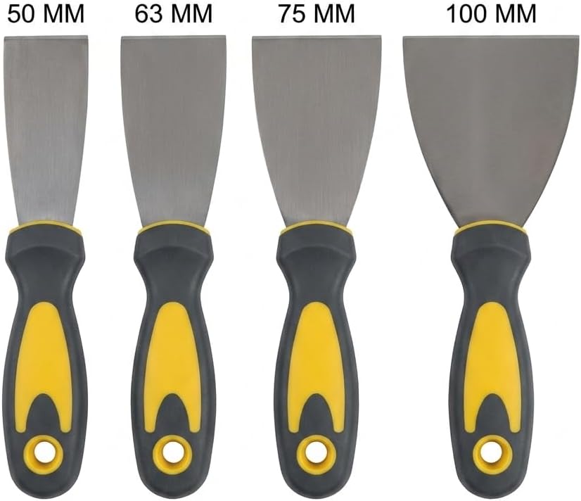 Siyah Sarı Spatula, Ergonomik Saplı, Boya ve Macun Uygulaması için Profesyonel El Aleti (63 MM)