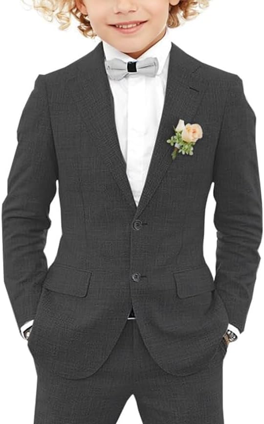 Boys Linen Suit Slim Fit Boys Suits 2 Piece Jacket Pants Suit Set Kids Tuxedo Wedding Outfit Boy Linen Suit Set
