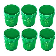 5 Gallon Green Buckets Six (6) Pack | Plastic