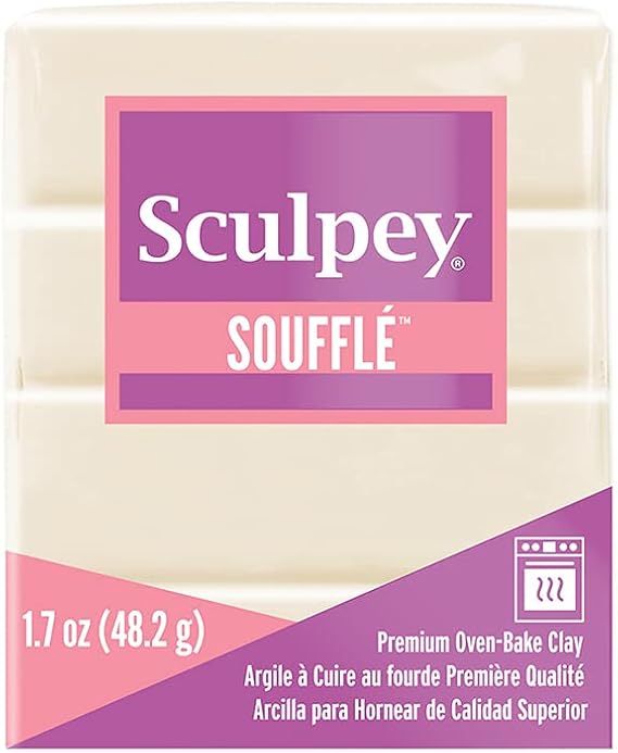 Sculpey Souffle Polymer Oven-Bake Clay, Ivory, Non Toxic, 1.7 oz. bar, Great for Jewelry Making, Holiday, DIY, Mixed Media and More! Premium Light-Weight Oven Bake Clay. (SU 6647)