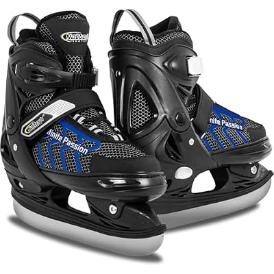 Nattork Adjustable Kids Ice Skate for Boys Girls Adult, Soft Padding and Reinforced Ankle Support Ice Hockey Skates for Beginners